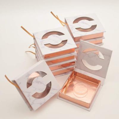 China FENGFLY 2022 Hot Selling Empty Lash Holder Suitable Eyelash Packaging Box With Tray, Marble Gold Foil False Lash Holder Case For Wholesale for sale