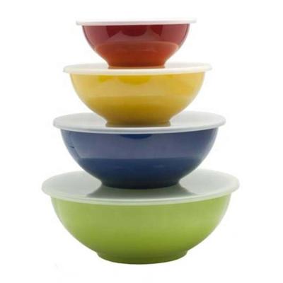 China Sustainable Plastic Mixing Bowls With Lids Melamine Fruit Salad Bowl Set Serving Bowl Round for sale