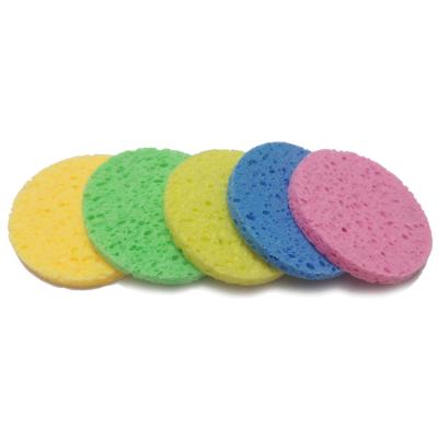 China Wholesale Round Shape Wood Pulp Skin-Friendly Facial Sponges Reusable Compressed Cellulose Makeup Remover Pad for sale