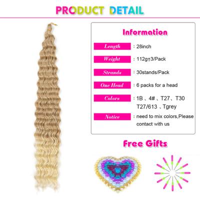 China Any Face Shape Wholesale 28 Inch 110g Brazilian Hair Bundles Deep Wave Synthetic Hair Extension for sale