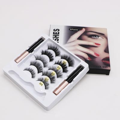 China Newest Natural Soft Styles Magnetic Lashes Sets Semi-hand Made Magnetic Eyelashes With Eyeliner Kit for sale