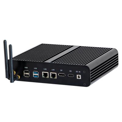 China Dual 4K UHD Mini Micro Fanless Fanless Desktop Computer 12V Gaming Iris Plus Graphics 640 Desktop PC Win 10 System 0.00dB 2 LAN Core i7-7560U 3.8GHz for sale