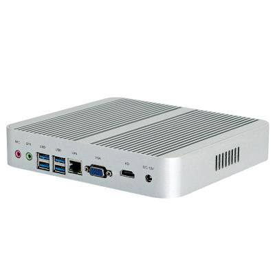 China Low Power 12V Mini Small Barebone Educational Aluminum Case OEM Fanless Core I3 4005U Win10 USB Desktop Computer Server Computer for Digital Signage for sale