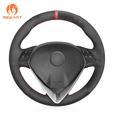 China Feel Comfortable Hand Stitch Full Black Suede Steering Wheel Cover For Alpha Romeo Giulietta 2014-2021 for sale