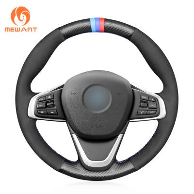 China Comfortable Feel Hand Stitch Matte Carbon Suede Steering Wheel Cover For BMW X1 F48 F49 X2 F39 2 Series F45 F46 for sale