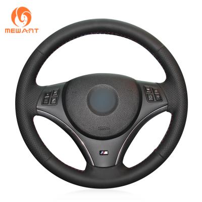 China Sports Car Black Genuine Leather Steering Wheel Covers For BMW 325i E87 E81 E82 E88 E90 E91 E92 E93 X1 E84 for sale