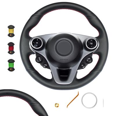 China Wholesale Soft Black PU Leatherette Custom Made Steering Wheel Cover For Smart For Two Forfour 2015 2016 2017 for sale