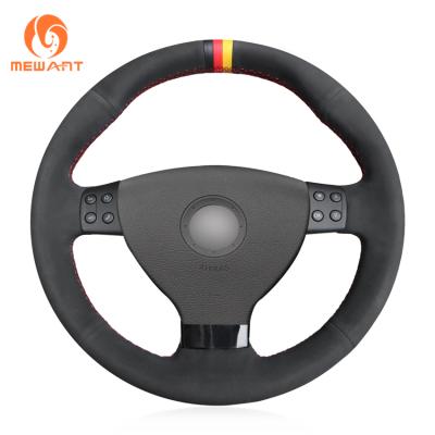 China Custom Car ONE Gauge Hand Stitched Black Suede Steering Wheel Cover For Volkswagen VW EOS MK5 2005 2006 2008 for sale