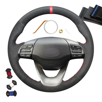 China Car ONE Gauge Accessories Hand Suede Steering Stitching Trim Red Marker For Hyundai Kona 2017 2018 2019 for sale