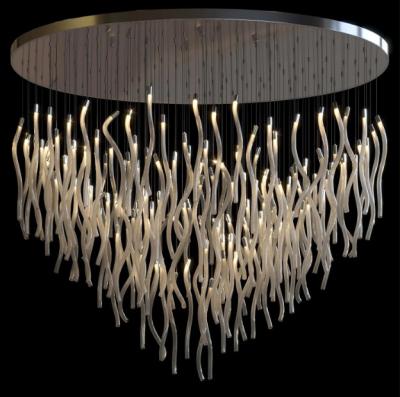 China Traditional Acrylic Strip Chandelier Decoration Design Duplex Stair Lamp Modern Light Luxury Pendant Villa C for sale