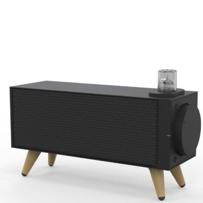 China NO Mini Vintage Design Portable Black Color Audio System Hybrid Vacuum Tube Desktop Active Blue Tooth Speaker with Wooden Stand MK45-B for sale