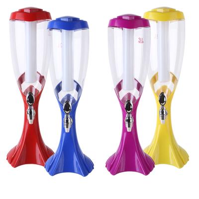 China Modern Party 3L Cool Drinks LED Tower Beverage Dispenser Container Table Top for sale