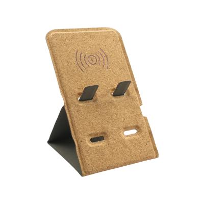 China 2022 New Product Cork Wireless Charger Phone Stand Foldable Wireless Charger Phone Stand Foldable Induction Green Eco-friendly Charger for sale