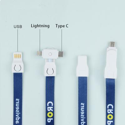 China Four Core 2in1 Lanyard Charging Cable Fast Charging For IOS And Android Mobile Phones for sale