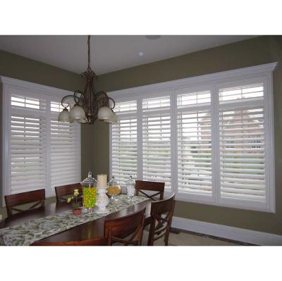 China Easy Install Sunshade Interior Windows Designs Waterproof PVC Plantation Shutter for sale