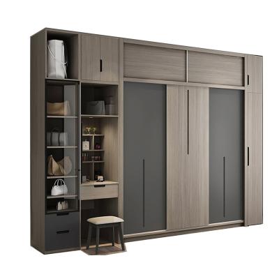 China Northern Europe Environment Friendly Modern Bedroom Designs Minimalist Solid Wood Sliding Door Wardrobes for sale