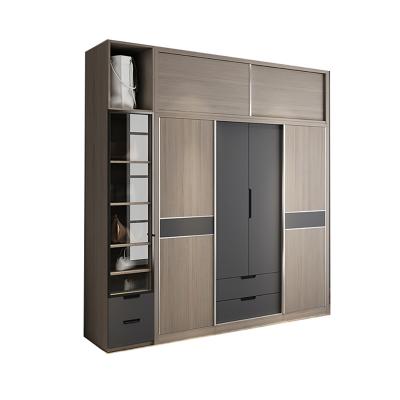 China Modern Designs Bedroom Sliding Door Furniture Wardrobes Environmental Friendly Wooden Cabinets With Part Glass Door for sale