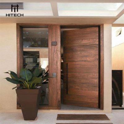 China Modern simple design villa exterior entrance doors waterproof technology pivot wooden main entrance door for sale