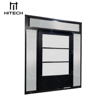 China High End Waterproof Tech Custom Black Wood Exterior Door With Pivot Glass Wood Doors For Home for sale