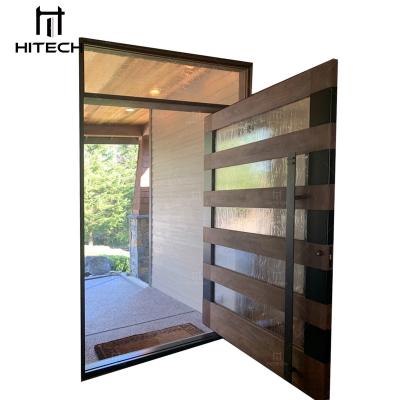 China Waterproof Modern Tech Style Entrance Pivot Door Panel Wooden Main Entry Pivot Door for sale