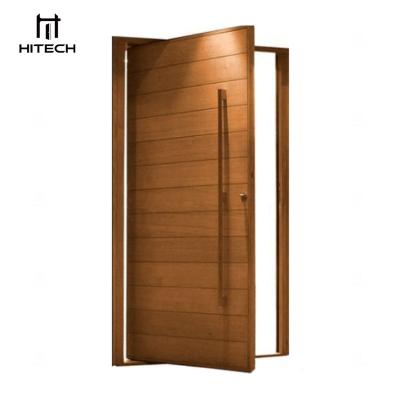 China Exterior Flat Solid Wood Front Main Entry Pivot Core Waterproof House Technology Entry Modern Walnut Design Wood Doors for sale