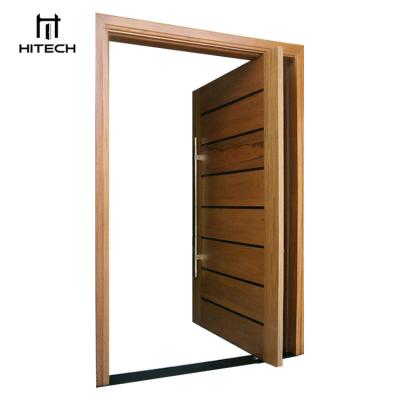 China Waterproof Modern Front Entry Entrance Design Glass Inserted Solid Wood Exterior Pivot Doors For House for sale