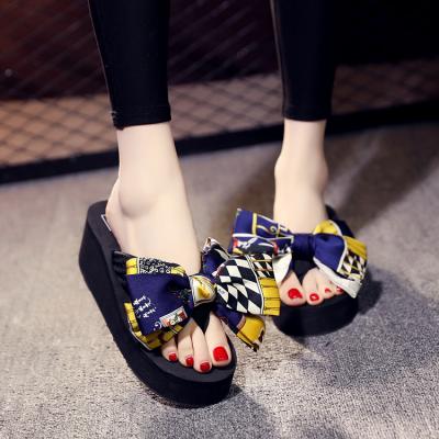 China New Ladies Summer Fashion Trend Bowknot Sandal High Quality Flat Pattern Women's Custom Slippers for sale