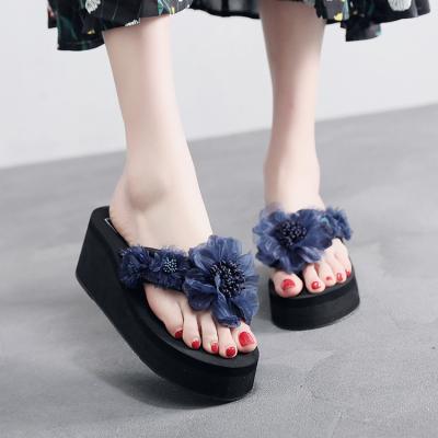 China 2022 Size Design Eva High Heel TPR Slippers Unique High Quality Increasing Flip Flops For Women for sale