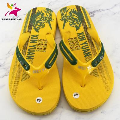 China Fashion Custom Logo Slippers Men Yellow Sandals Open To Toe Flat Shoes for sale