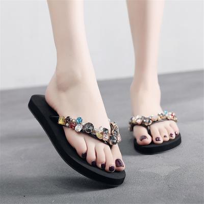 China 2021 Fashion Design Beach Diamond Sandal Slippers Summer Anti-slippery Women Flip Flops Flip Flops Women Ladies for sale