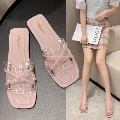 China Wholesale New Fashion Trend Summer PVC Flat Crystal Slides Slippers Women Sandals for sale