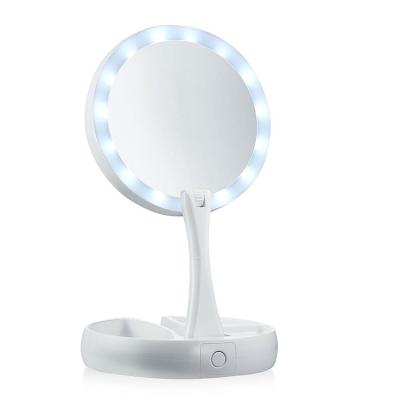 China Hot Selling Mirror Lighted With LED Light Portable And Foldable Makeup Mirror for sale