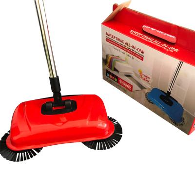 China Sustainable Household 360 Degree Manual Broom Hand Push Rotating Automatic Sweeper for sale