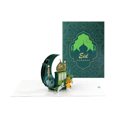 China Europe laser paper cut 3d RAMADAN pop up design greeting card for EID holiday for sale