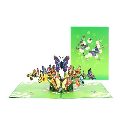 China Butterfly Of Europe 3d Color Printing Pop Up Birthday Greeting Card for sale