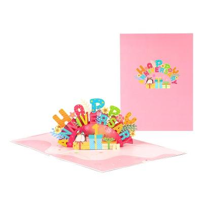 China Europe DIY Number Happy Birthday 3d Day Pop Up Greeting Cards With Mini Card For Inscription for sale