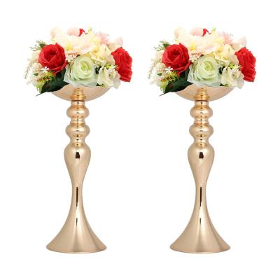 China Easily Assembled Vintage Wedding Flower Stand Decorations Gold Table Centerpieces for sale