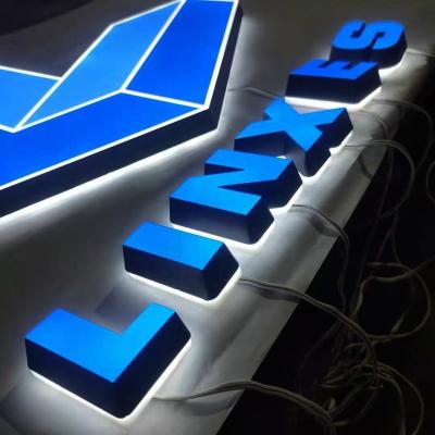 China High Quality 3D Buildings Lit Logo Sign Custom Light Letters Front And Back Light Acrylic Channel Led Signage for sale