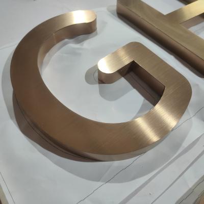 China Laser Cutting Stainless Steel-Copper Sign Letter Logo Brushed Metal Sign For Companies Name for sale