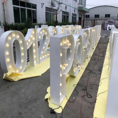 China Buildings Outdoor LED Light Up Letter Bulb Letters 3D Lights Signage Channel Marquee Letters for sale