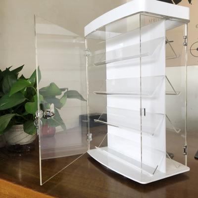 China Double Tier 4 Sided Rotating Revolving Clear Acrylic Plastic Watch / Jewelry Display Case Box With Lock for sale