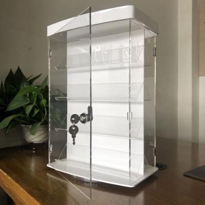 China Double Tier 4 Sided Rotating Revolving Clear Acrylic Plastic Watch / Jewelry Display Case Box With Lock for sale