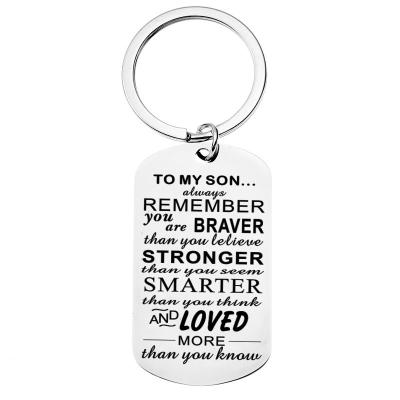 China Metal Inspirational Keychain Gift for my son Always remember that you are braver than you think Keychain pendant family gift for sale