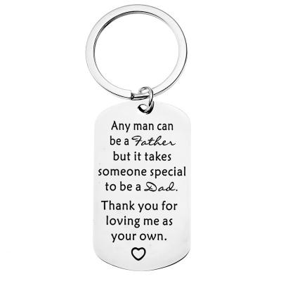 China Metal Hot Father's Day gift keychain Engraved any man can be a father stainless steel keychain for sale