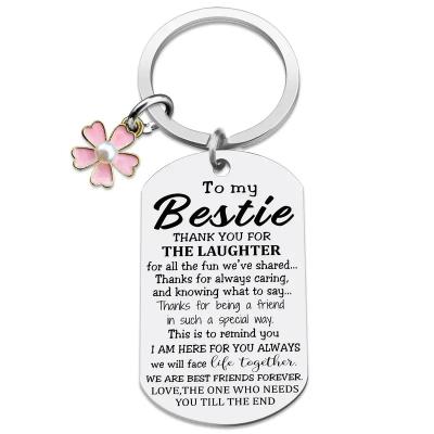 China Promotion Gift Best friend Bestie Thank you for your laughter Keychain Keyring Gift for friend sister graduation birthday Christmas gift for sale