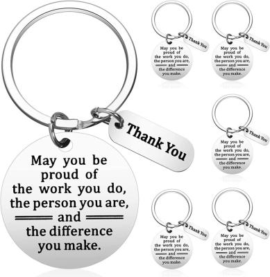 China Promotion Gift Custom Round Stainless Steel Metal Key Chain Give Colleague Engraved Slogan May You Be Keychain For Work Gifts Encourage Keyring for sale