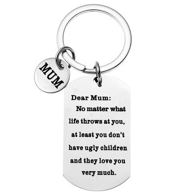 China Promotion Gift High quality stainless steel Mother's Day key ring I love Mom Pendant key ring for sale