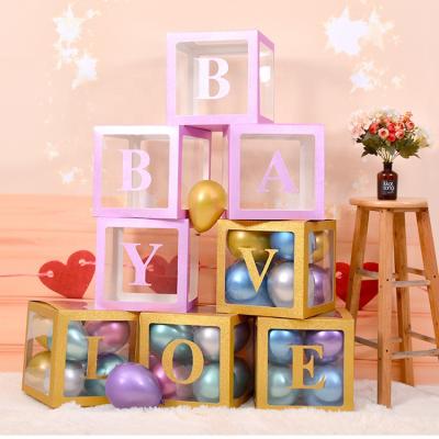 China Disposable Glitter Party Box Baby Shower Decorations Baby Birthday Party Favor Transparent Balloon Box for sale