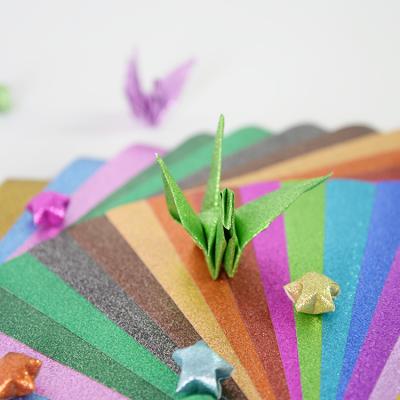 China Europe 50pcs/set multi colors glitter paper origami folding paper for kids handcraft for sale