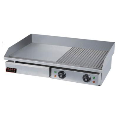 China Household Mini Griddle Counter Top Stainless Steel Griddle Half Flat And Half Pit Electric Griddle For Factory Price XSL-822 for sale